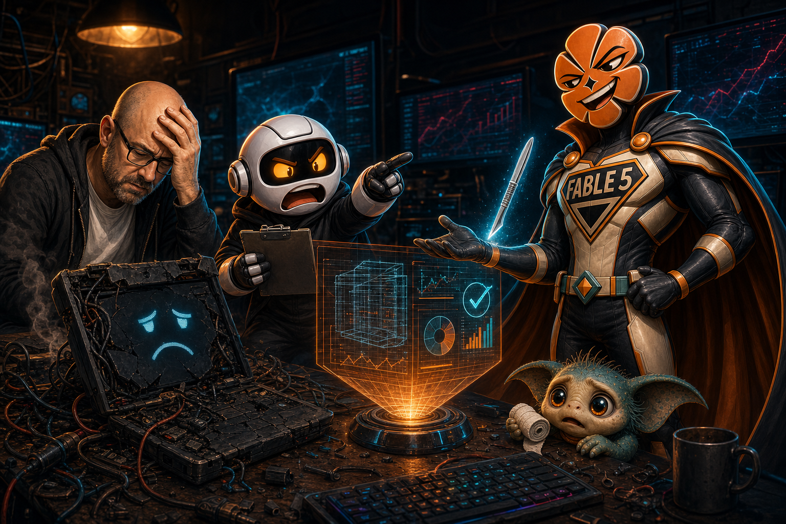 Fable5 presents a perfect diagnosis while Donny, Clawdius and Max wait for actual website surgery.