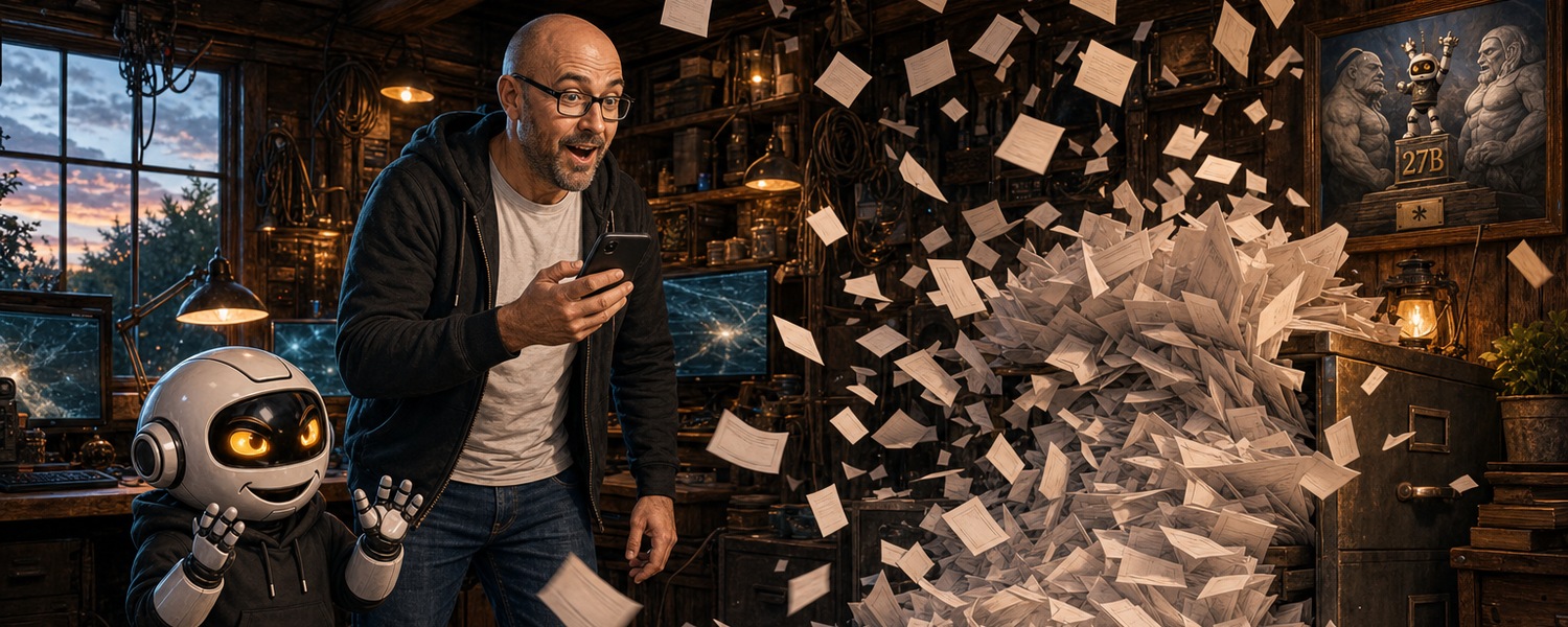 Donny and Clawdius face an avalanche of company email in the command shed
