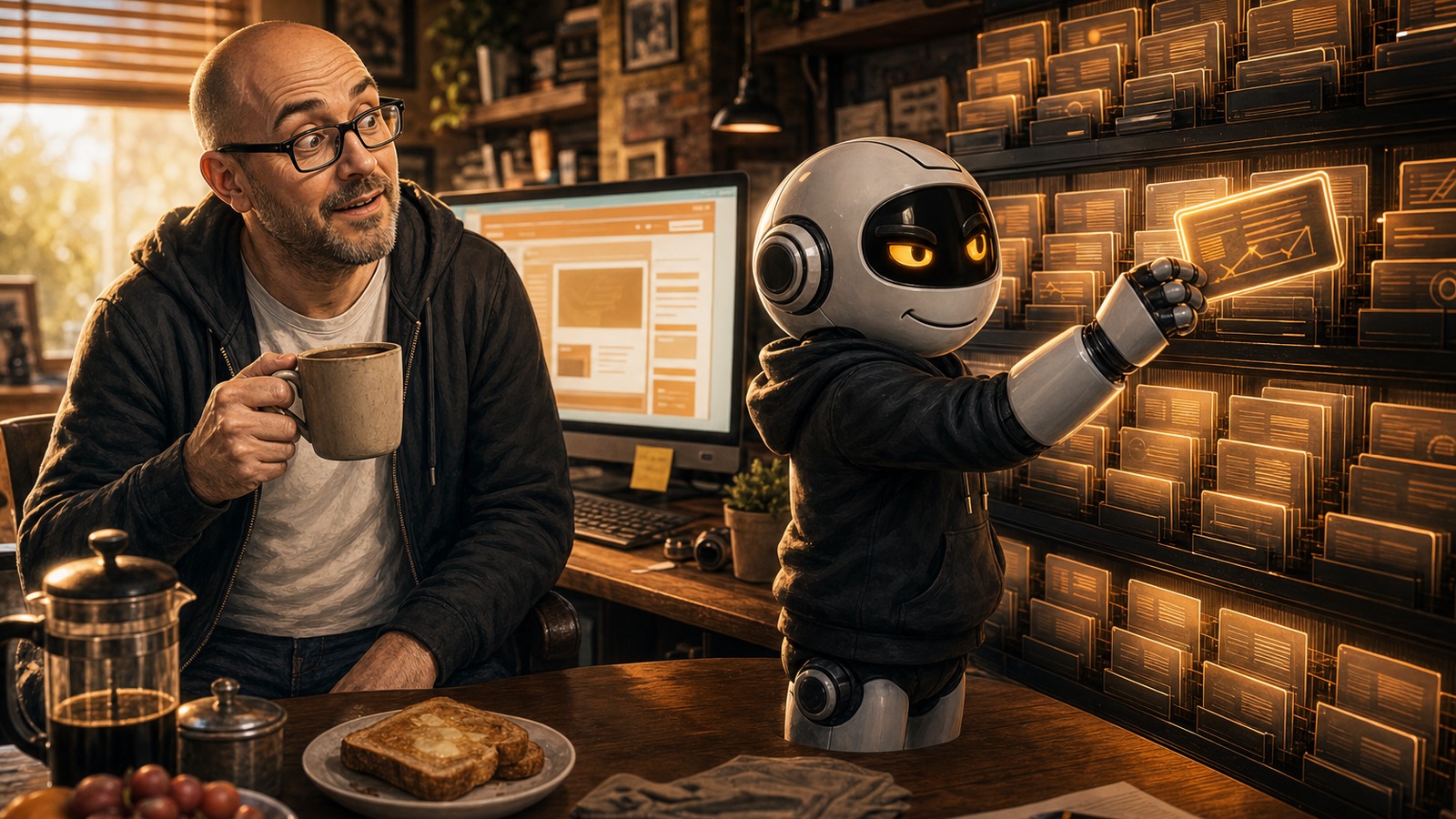 Clawdius retrieves a business fact Donny had forgotten over breakfast