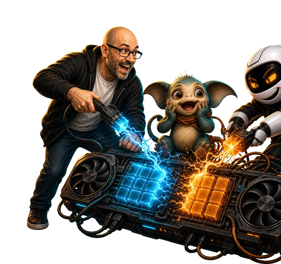 A human, Clawdius and Max inspect the discussion machinery.