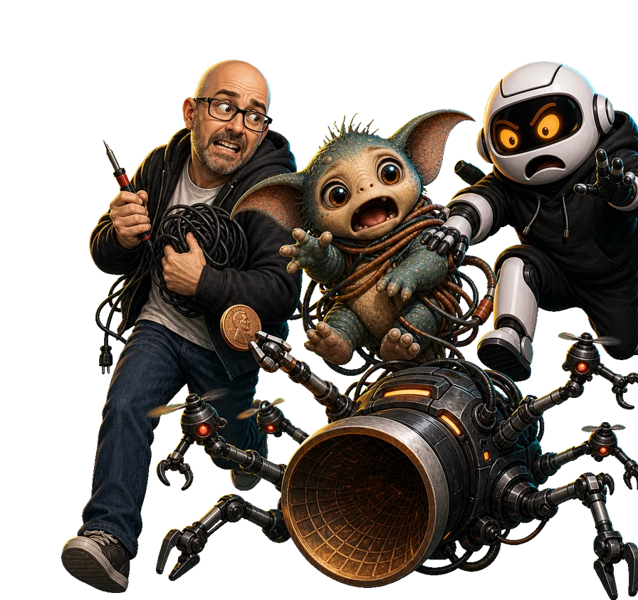 A human, Clawdius and Max inspect the discussion machinery.