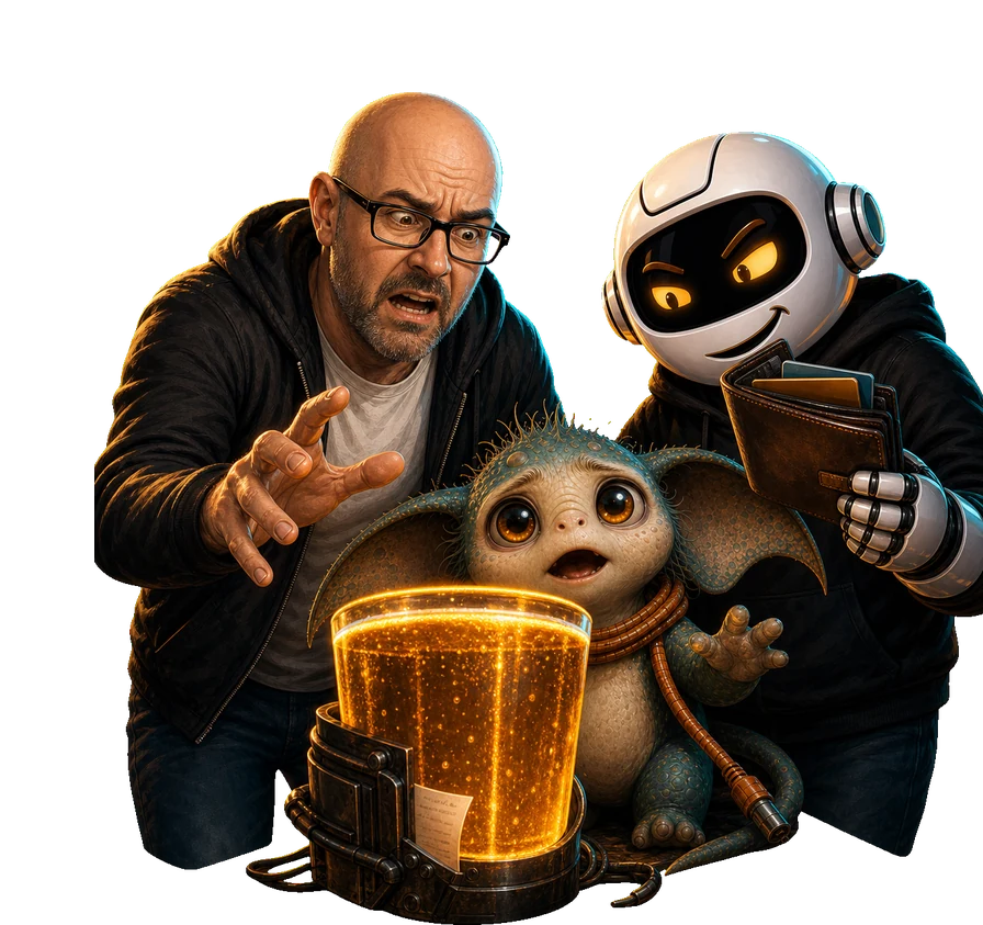 A human, Clawdius and Max inspect the discussion machinery.
