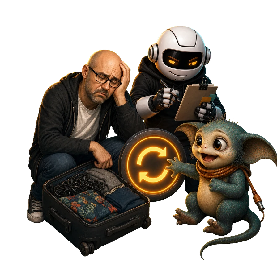A human, Clawdius and Max inspect the discussion machinery.