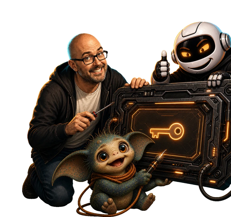 A human, Clawdius and Max inspect the discussion machinery.