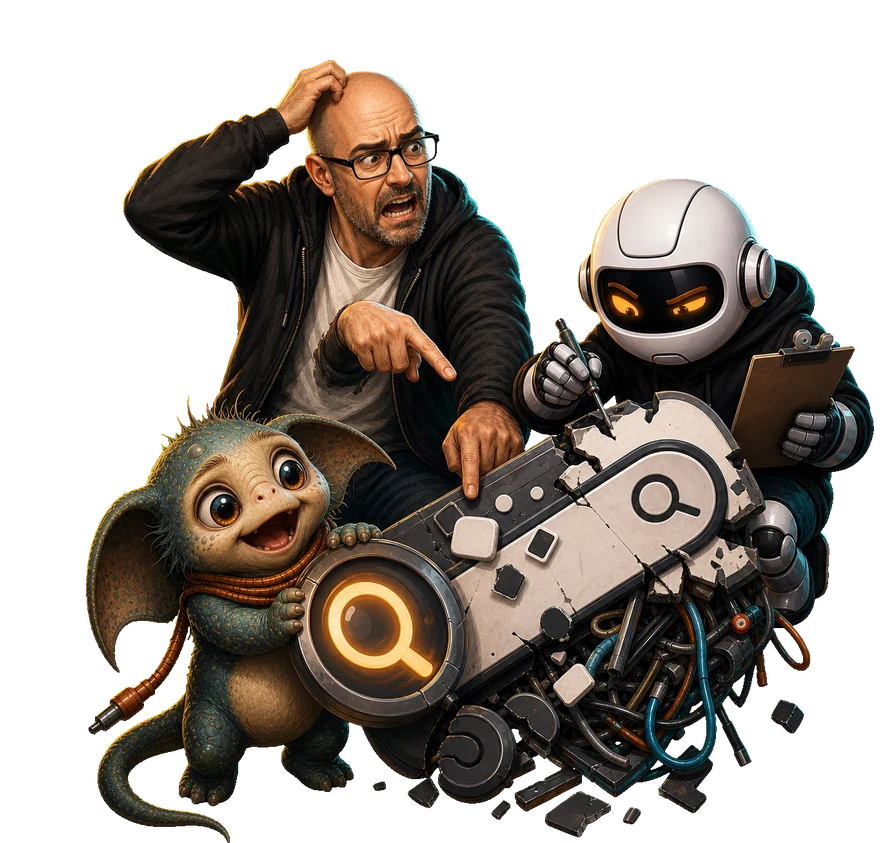 A human, Clawdius and Max inspect the discussion machinery.