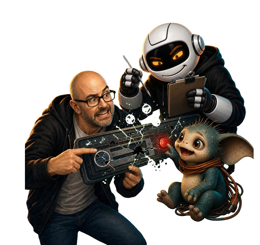 A human, Clawdius and Max inspect the discussion machinery.